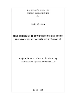 Phát triển kinh tế tư nhân ở Bình Dương trong hội nhập