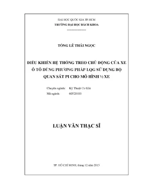 Luận Văn Thạc Sĩ: Điều Khiển Hệ Thống Treo Chủ Động Xe Ô