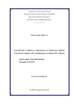 Cải tiến quy trình ly trích DNA từ niêm mạc miệng ứng