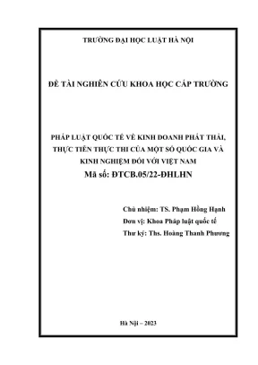 Nghiên cứu pháp luật quốc tế về kinh doanh phát thải: 