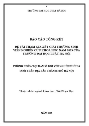 Nghiên cứu phòng ngừa tội dâm ô với trẻ dưới 16 tuổi tại 