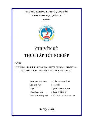 Thực Tập Quản Lý Kênh Phân Phối Thức Ăn Chăn Nuôi Tại