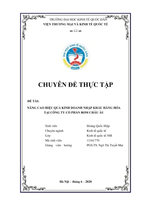 Nâng cao hiệu quả nhập khẩu hàng hóa tại công ty bơm