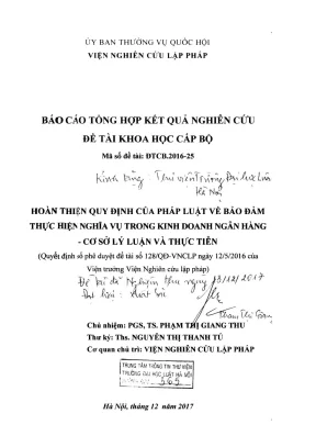 Hoàn Thiện Quy Định Pháp Luật Về Bảo Đảm Nghĩa Vụ Trong