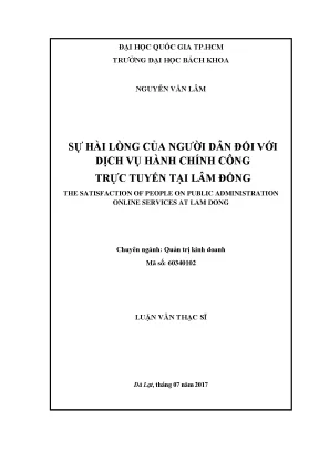 Luận văn thạc sĩ quản trị kinh doanh sự hài lòng của người dân đối với dịch vụ hành chính công trực tuyến tại lâm đồng