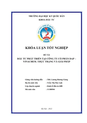 Khóa Luận Tốt Nghiệp: Đầu Tư Phát Triển Tại Công Ty Cổ 