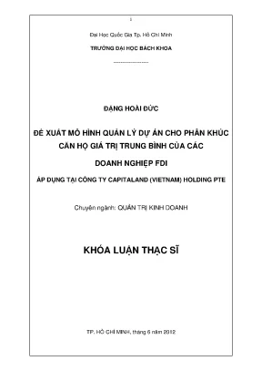 Mô hình quản lý dự án cho căn hộ giá trị trung bình của