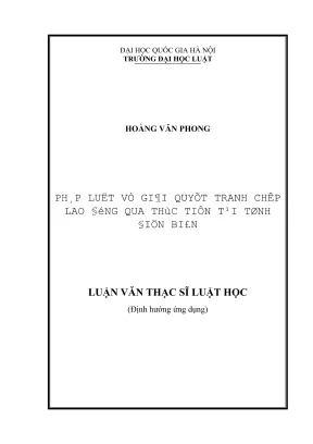 Luận Văn Thạc Sĩ Luật Học: Pháp Luật Giải Quyết Tranh