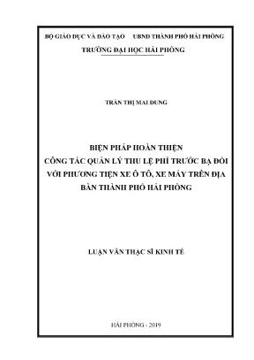 Biện pháp hoàn thiện quản lý thu lệ phí trước bạ xe ô