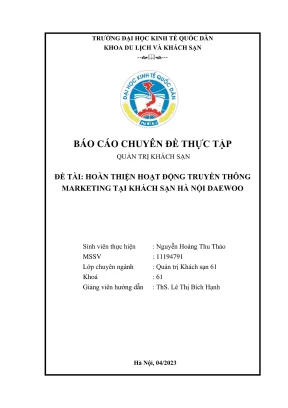 Hoàn thiện hoạt động truyền thông marketing tại khách 