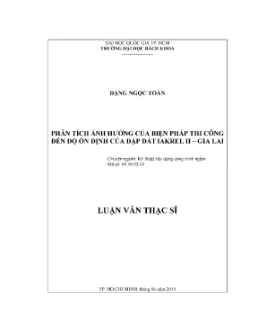 Phân tích ảnh hưởng biện pháp thi công đến độ ổn định