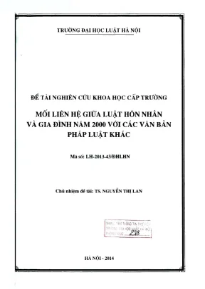 Mối liên hệ giữa Luật Hôn nhân và Gia đình 2000 với các