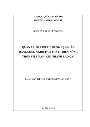 Luận Văn Thạc Sĩ Quản Trị Rủi Ro Tín Dụng Tại Ngân Hàng