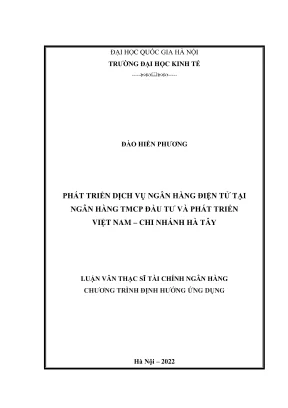 Phát triển dịch vụ ngân hàng điện tử tại BIDV Hà Tây