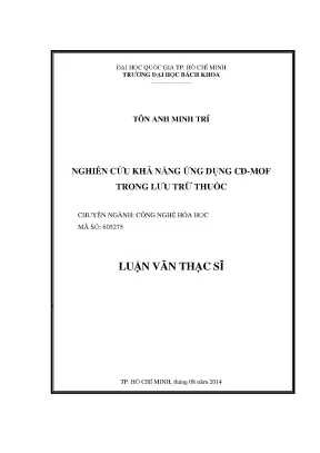 Nghiên cứu ứng dụng CDMOF trong lưu trữ thuốc - Luận văn