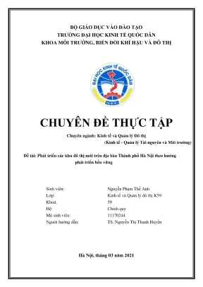 Phát Triển Khu Đô Thị Mới Tại Hà Nội Theo Hướng Bền Vững