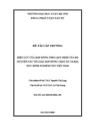Hiệu lực hợp đồng theo Bộ nguyên tắc Luật hợp đồng Châu 
