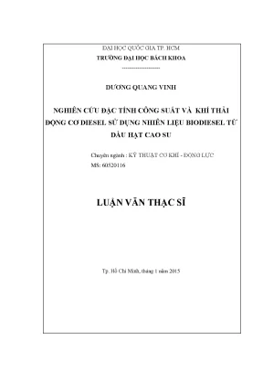Nghiên cứu đặc tính công suất và khí thải động cơ diesel