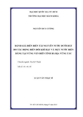 Đánh giá diễn biến tài nguyên nước dưới đất do biến đổi 