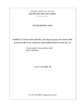 Nghiên cứu màng phủ alginate bổ sung tinh dầu kinh giới