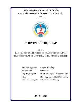 Đánh Giá Kết Quả Thực Hiện Kế Hoạch Sử Dụng Đất Tại 