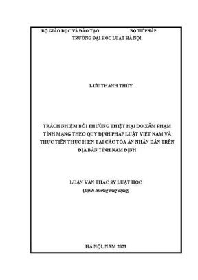 Luận văn thạc sĩ luật học: Bồi thường thiệt hại do xâm