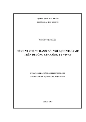 Nghiên cứu hành vi khách hàng đối với dịch vụ game di