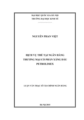 Luận Văn Thạc Sĩ Tài Chính Ngân Hàng: Dịch Vụ Thẻ Tại