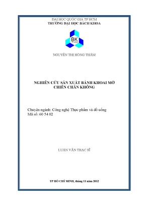 Luận Văn Thạc Sĩ: Nghiên Cứu Sản Xuất Bánh Khoai Mỡ 