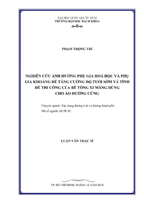Nghiên cứu ảnh hưởng của phụ gia hóa học và khoáng đến 