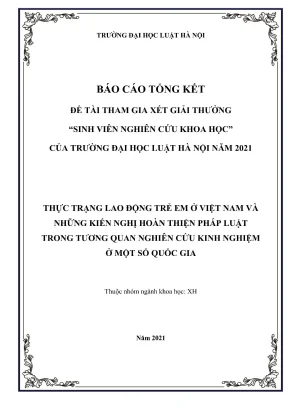 Thực trạng lao động trẻ em ở Việt Nam và kiến nghị hoàn 
