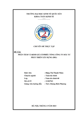Phân tích và đánh giá cổ phiếu Tổng công ty Đầu tư Phát 