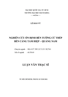Nghiên cứu ổn định bến tường cừ thép tại cảng Tam Hiệp,