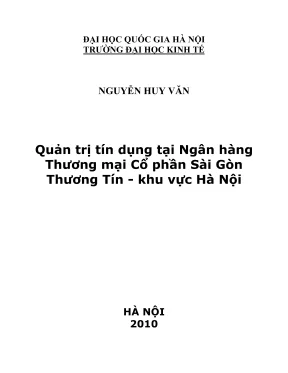 Luận Văn Thạc Sĩ Quản Trị Tín Dụng Tại Ngân Hàng 