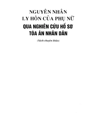 Nguyên nhân ly hôn của phụ nữ qua nghiên cứu hồ sơ tòa