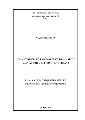 Luận Văn Thạc Sĩ Quản Lý Kinh Tế & Nhân Lực Tại Công Ty