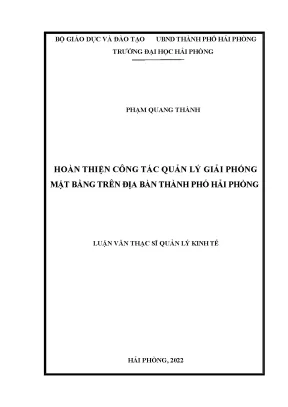 Hoàn thiện công tác quản lý giải phóng mặt bằng tại Hải