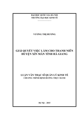 Luận Văn Thạc Sĩ: Giải Pháp Quản Lý Kinh Tế Tạo Việc Làm