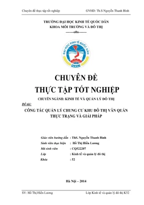 Thực Trạng Và Giải Pháp Quản Lý Chung Cư Khu Đô Thị Văn 