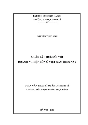 Quản Lý Thuế Cho Doanh Nghiệp Lớn Tại Việt Nam: Luận Văn