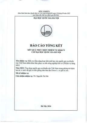 Đề tài nghiên cứu khoa học cấp trường ứng dụng nguồn gen xạ khuẩn của việt nam trong phòng trừ bệnh hại do vi sinh vật gây ra trên giống sâm bản địa panax l có giá trị cao