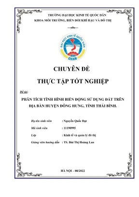 Phân tích biến động sử dụng đất tại huyện Đông Hưng,