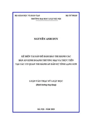 Kê Biên Tài Sản Để Đảm Bảo Thi Hành Bản Án Kinh Doanh