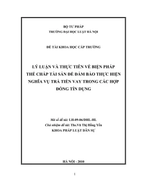 Nghiên cứu biện pháp thế chấp tài sản đảm bảo nghĩa vụ 