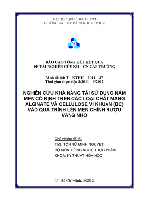 Nghiên cứu tái sử dụng nấm men cố định trên alginate và