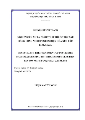 Nghiên cứu xử lý nước thải thuốc trừ sâu bằng công nghệ