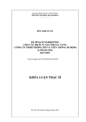 Kế hoạch Marketing Dịch Vụ Giá Trị Gia Tăng Của Stelecom