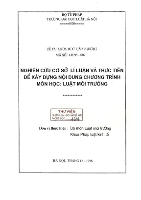 Nghiên cứu cơ sở lý luận và thực tiễn xây dựng chương 