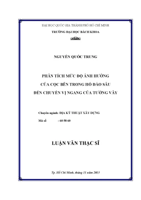 Phân Tích Ảnh Hưởng Cọc Trong Hố Đào Đến Chuyển Vị Ngang