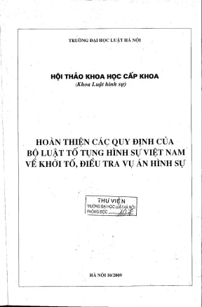 Hoàn thiện quy định khởi tố điều tra vụ án hình sự trong